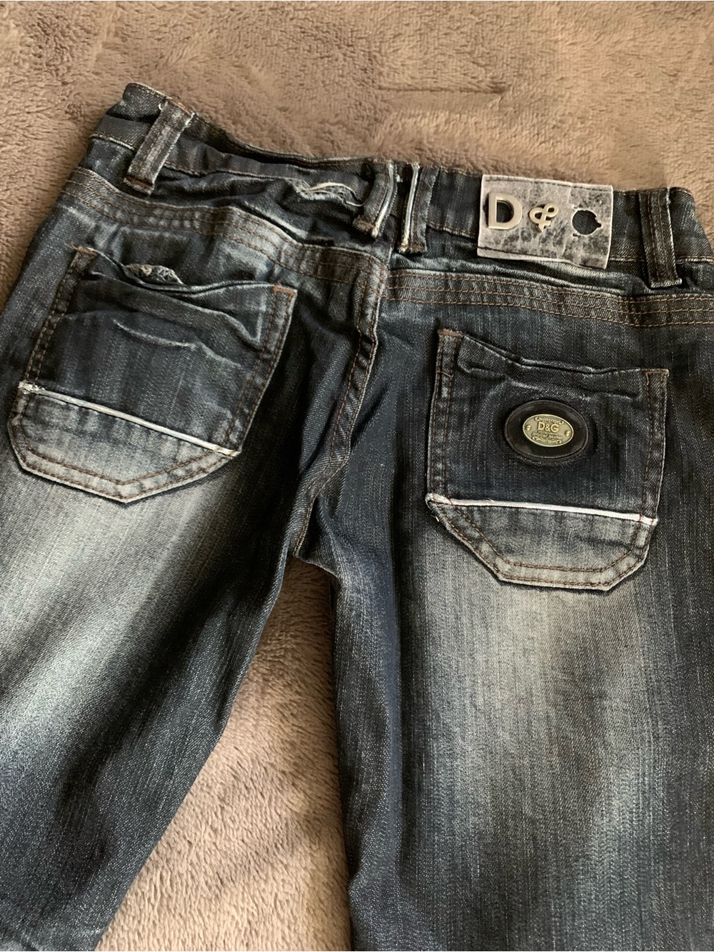 D&G  Dark Blue Washed Jeans with Branded Back Patches